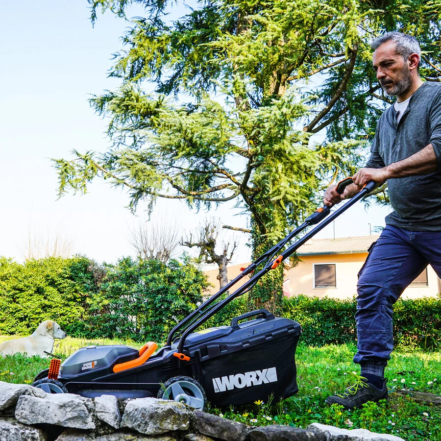 Twin Pack Cordless Lawnmower and String Trimmer Combo kit with 2x2